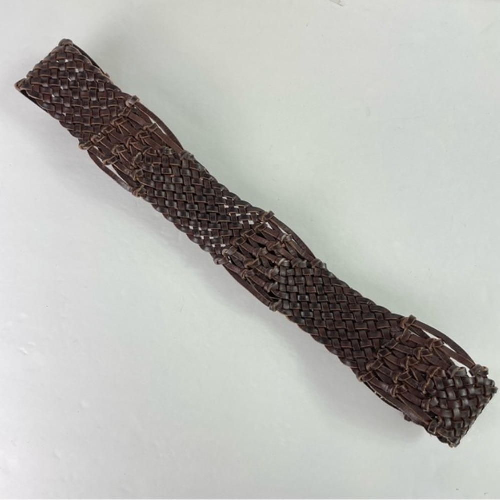 Brown Boho Braided Leather Wide Belt with Rose Gold - Picture 4 of 8
